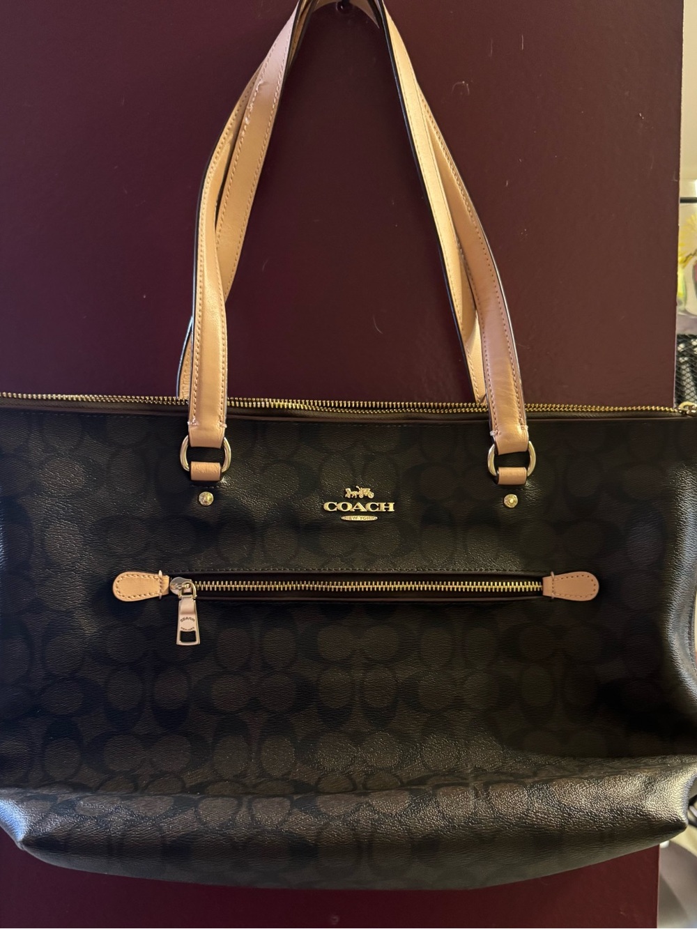 Station Tote Bag In Signature style - dark brown